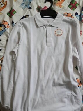 Kids White Long-Sleeve Polo Shirt
